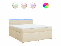 Outlet Clicnbuy Cama box spring con colchón tela color 180x200 cm Crema