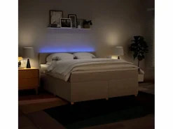 Outlet Clicnbuy Cama box spring con colchón tela color 180x200 cm Crema