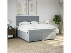Discount Clicnbuy Cama box spring con colchón tela claro 180x200 cm Gris