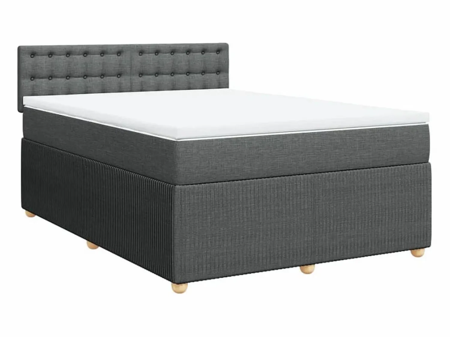 Clicnbuy Cama box spring con colchón tela oscuro 140x190 cm