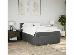 Clicnbuy Cama box spring con colchón tela oscuro 140x190 cm