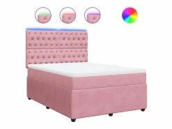 Discount Clicnbuy Cama box spring con colchón terciopelo 160x200 cm Rosa
