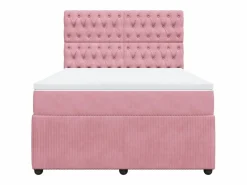Discount Clicnbuy Cama box spring con colchón terciopelo 160x200 cm Rosa