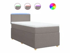 Outlet Cama box spring con colchón tela gris taupe 90x190 cm Somier - 90X190Cm