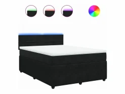Best Clicnbuy Cama box spring con colchón terciopelo 140x190 cm Negro