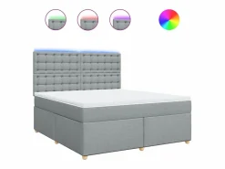 New Clicnbuy Cama box spring con colchón tela claro 180x200 cm Gris