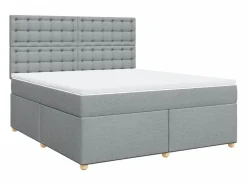 New Clicnbuy Cama box spring con colchón tela claro 180x200 cm Gris