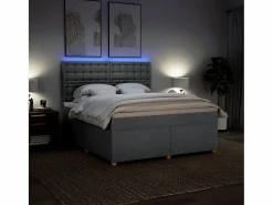 New Clicnbuy Cama box spring con colchón tela claro 180x200 cm Gris