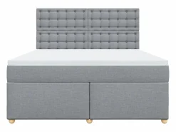 New Clicnbuy Cama box spring con colchón tela claro 180x200 cm Gris
