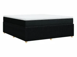 Outlet Clicnbuy Cama box spring con colchón tela 180x200 cm Negro