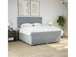 Best Clicnbuy Cama box spring con colchón tela claro 180x200 cm Gris