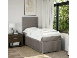 Clicnbuy Cama box spring con colchón tela gris taupe 90x190 cm