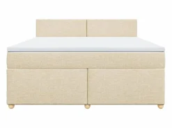 Clearance Clicnbuy Cama box spring con colchón tela color 180x200 cm Crema