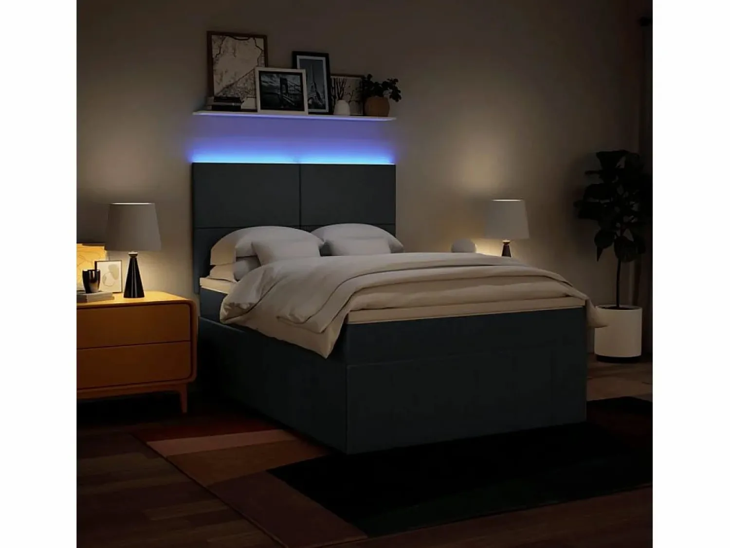 Clicnbuy Cama box spring con colchón tela 140x200 cm