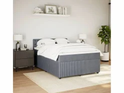 Clicnbuy Cama box spring con colchón terciopelo oscuro 140x190 cm