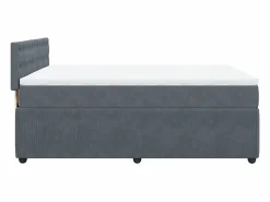 Clicnbuy Cama box spring con colchón terciopelo oscuro 140x190 cm