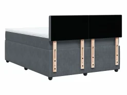 Clicnbuy Cama box spring con colchón terciopelo oscuro 140x190 cm