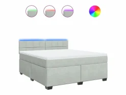 Clicnbuy Cama box spring con colchón terciopelo claro 180x200 cm