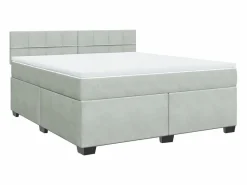 Clicnbuy Cama box spring con colchón terciopelo claro 180x200 cm