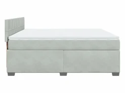 Clicnbuy Cama box spring con colchón terciopelo claro 180x200 cm