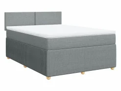 Clicnbuy Cama box spring con colchón tela claro 160x200 cm