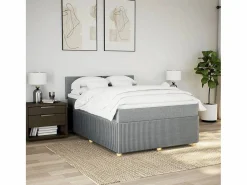 Clicnbuy Cama box spring con colchón tela claro 160x200 cm