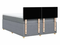 Clicnbuy Cama box spring con colchón tela claro 160x200 cm