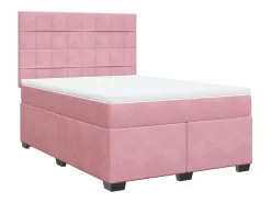 Outlet Clicnbuy Cama box spring con colchón terciopelo 160x200 cm Rosa