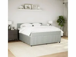 Clicnbuy Cama box spring con colchón terciopelo claro 180x200 cm