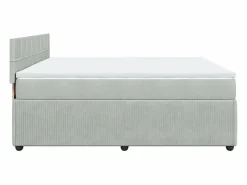 Clicnbuy Cama box spring con colchón terciopelo claro 180x200 cm
