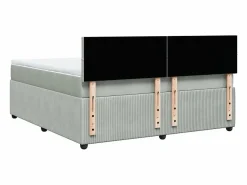 Clicnbuy Cama box spring con colchón terciopelo claro 180x200 cm