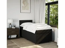 Hot Clicnbuy Cama box spring con colchón tela 90x190 cm Negro