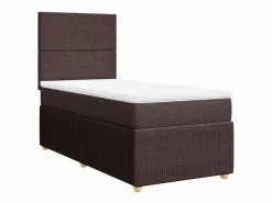 Cama box spring con colchón tela marrón oscuro 90x190 cm Somier - 90X190Cm