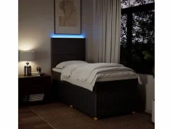 Cama box spring con colchón tela marrón oscuro 90x190 cm Somier - 90X190Cm