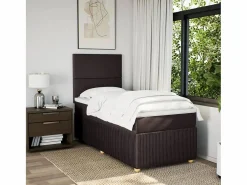 Cama box spring con colchón tela marrón oscuro 90x190 cm Somier - 90X190Cm