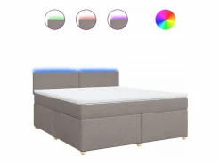 Online Clicnbuy Cama box spring con colchón tela gris taupe 180x200 cm Topo