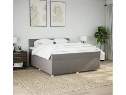 Online Clicnbuy Cama box spring con colchón tela gris taupe 180x200 cm Topo