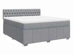 Clearance Clicnbuy Cama box spring con colchón tela claro 180x200 cm Gris