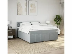 Clearance Clicnbuy Cama box spring con colchón tela claro 180x200 cm Gris
