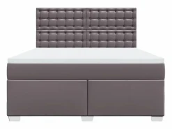 Clicnbuy Cama box spring con colchón cuero sintético 180x200 cm Gris
