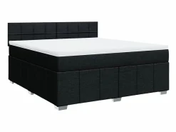 Online Clicnbuy Cama box spring con colchón tela 180x200 cm Negro