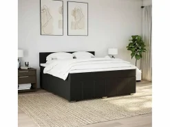 Online Clicnbuy Cama box spring con colchón tela 180x200 cm Negro