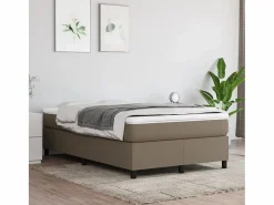 Cama box spring con colchón tela gris taupe 120x190 cm Somier Tapizado