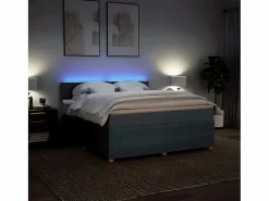 Clicnbuy Cama box spring con colchón tela oscuro 180x200 cm