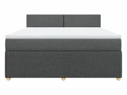 Clicnbuy Cama box spring con colchón tela oscuro 180x200 cm