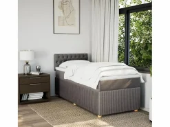 Hot Cama box spring con colchón tela gris taupe 90x190 cm Base De Cama De Láminas|Somier - 90X190Cm