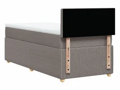 Hot Cama box spring con colchón tela gris taupe 90x190 cm Base De Cama De Láminas|Somier - 90X190Cm
