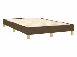 Cama box spring con colchón y LED tela marrón oscuro 120x200 cm Somier Tapizado