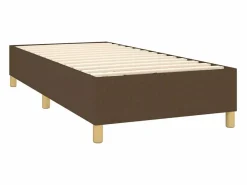Cama box spring con colchón y LED tela marrón oscuro 120x200 cm Somier Tapizado