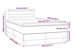 Cama box spring con colchón y LED tela marrón oscuro 120x200 cm Somier Tapizado